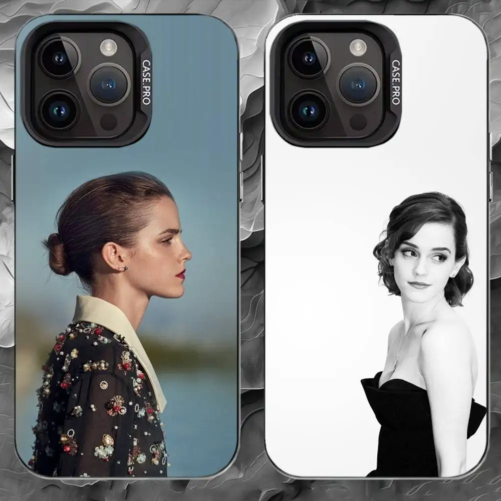 

E-Emma Watson Phone Case For iPhone 17 16 15 14 13 12 11 Pro Max Plus Silver Matte Black Cover