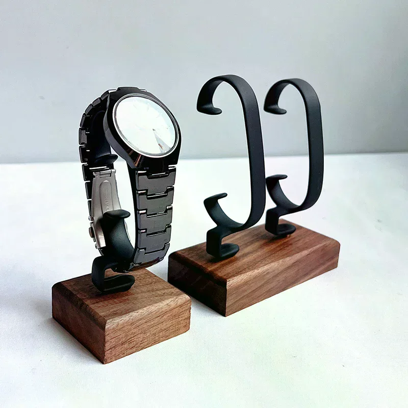 Wooden C-Shaped Watch Holder Jewelry Organizer Display Stand for Bracelet Ring Earring Watch Display Solidwood Watch Stand
