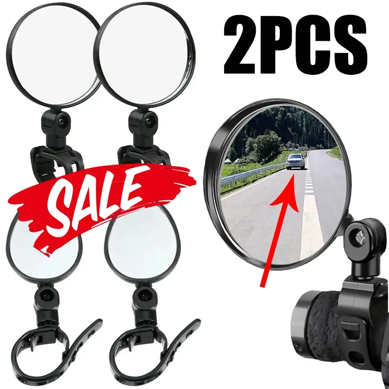 Bicycle Rearview Mirror Bicycle Handlebar Mount 360 Rotation Adjustable Bike Wide Angle Modified Convex Mirrors Reflector