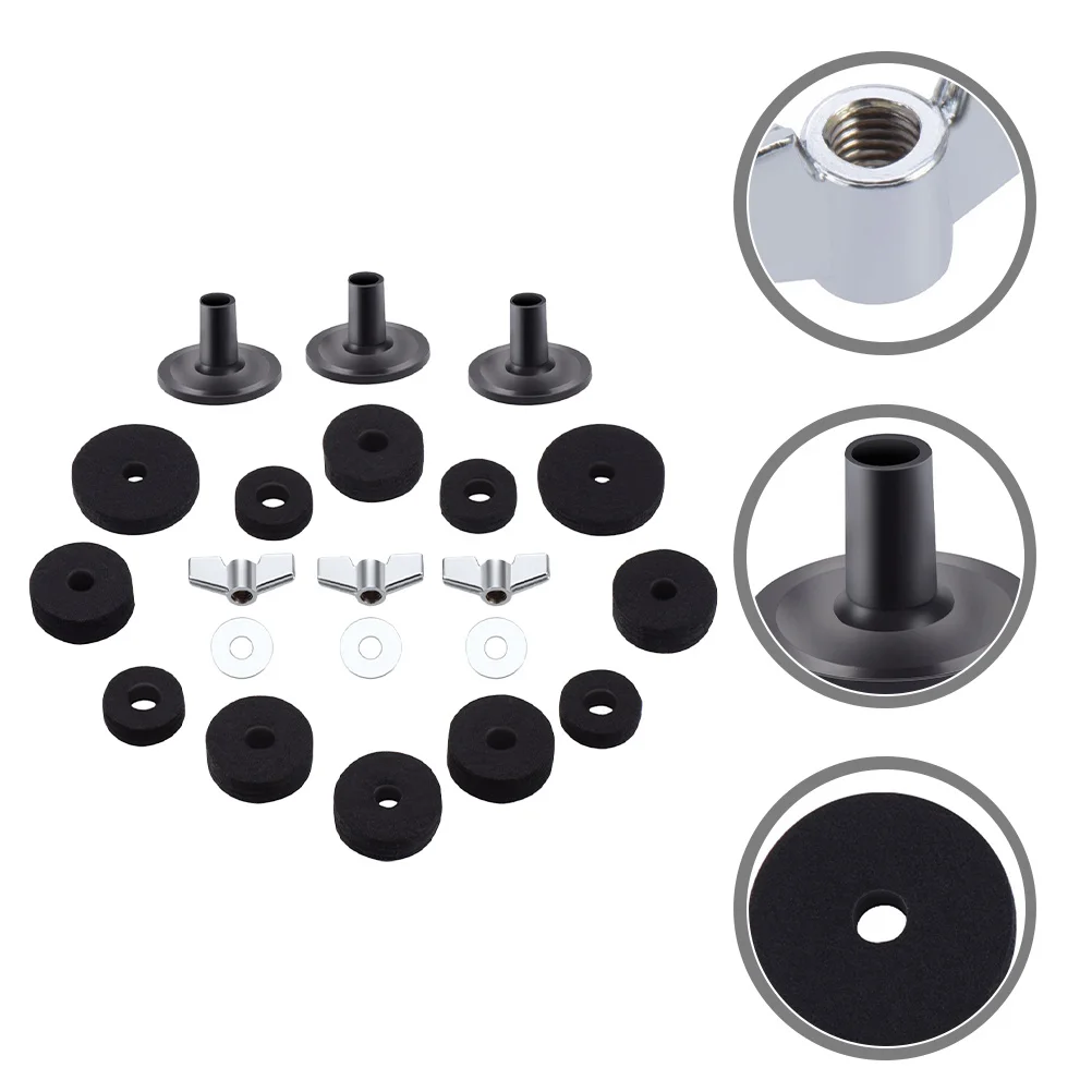 

Non-slip Felt Pad Cymbals Drum Stand Pads Black Felts Antiskid Replacement Kit Set