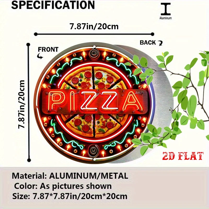 2D Flat - [Enable ] 2D Flat2D Plane - One-Piece Circular Sign, Using 2D Flat Design, Very Suitable for Pizza Lovers. This Handhe