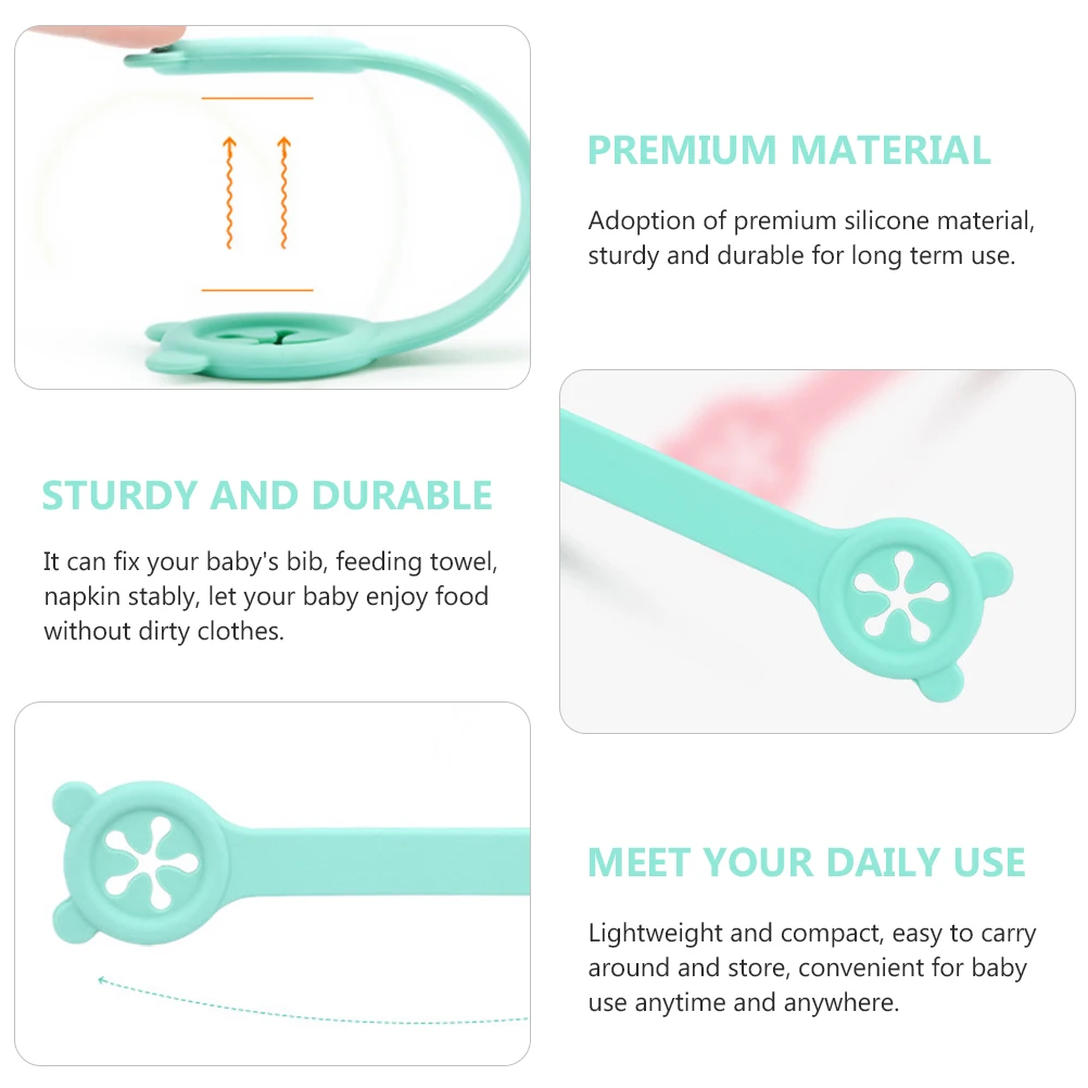 

4pcs Bib Clips Durable Lightweight Store Fix Feeding Towel Napkin Stable Bib Belts Accessories