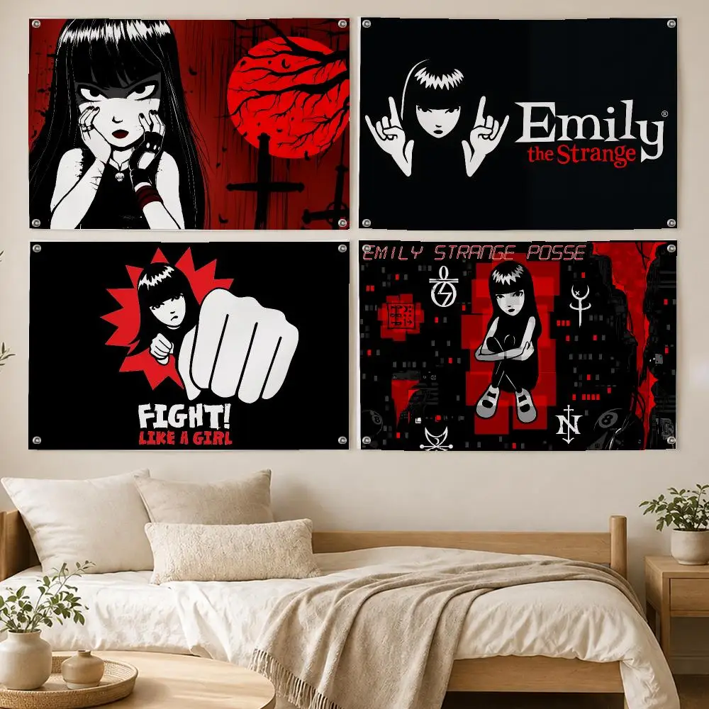 Emily the Strange Goth Flags Room Bedroom Home Outdoor Wall Hanging Concert Printed Background Decoration Art Banne