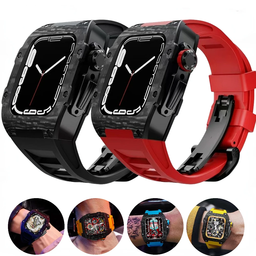 

Carbon Fiber Protective Case for Iwatch Series 87654SE High-end SmartWatch Modification Kit for Apple Watch 44mm45mm Accessories