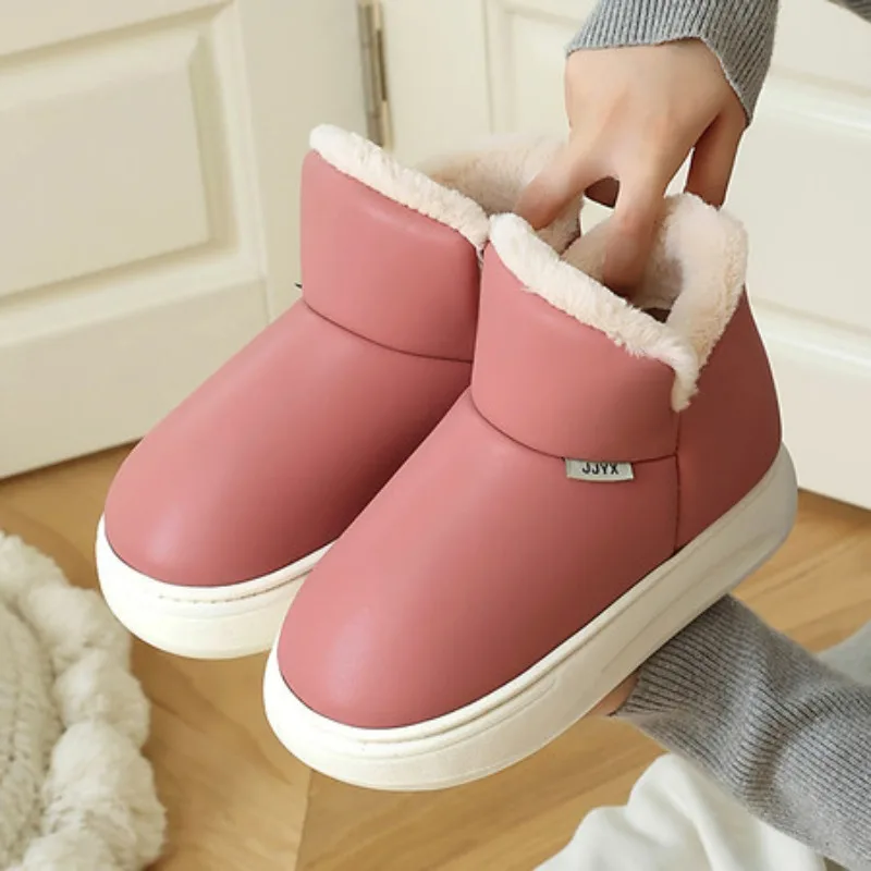 

Thickened Cotton Slippers for Students Indoor Wear Warm Breathable Anti-Slip Home Leisure Shoes with Fleece Upper Thick Heel