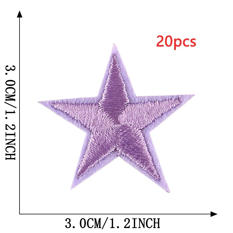 20pcs Five-Pointed Star Patches Lots For Clothing Iron On Random Bulk Thermal Adhesive Embroidery Sew Designer Parches Para Ropa