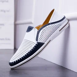 Casual Zapatos Para Hombres Genuine Leather Male White Tênis Handcrafted Mens Loafers Breathable Shoes Sapato Social Masculino