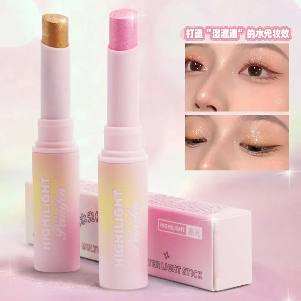 내추럴 젤리 워터 아이 섀도우 스틱 글리터 쉬머 아이 섀도우 메이크업 컨투어 지속력 있는 하이라이터 스틱 스틱 페이스 브라이트닝 A4U9