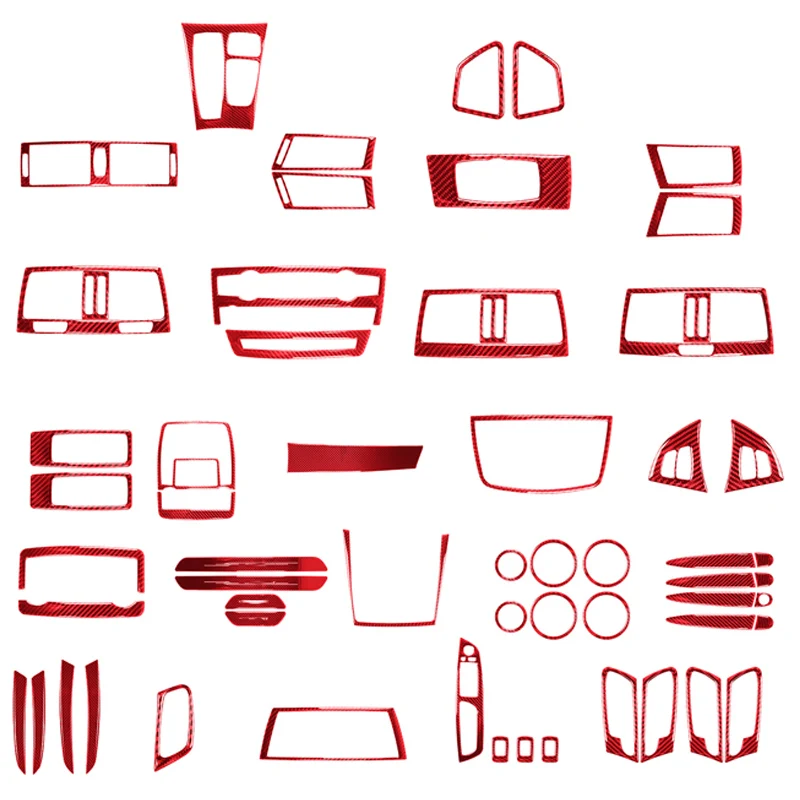 

For BMW X5 E70 2008-2013 Red Car Door Interior Center Console Steering Wheel Cover Sticker Carbon Decal Trim