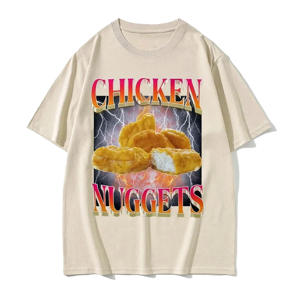 Funny Chicken Nuggets Printed Vintage Style Meme Graphic T-shirt Women Hip Hop Gothic TShirt Comfort Casual Women Clothing