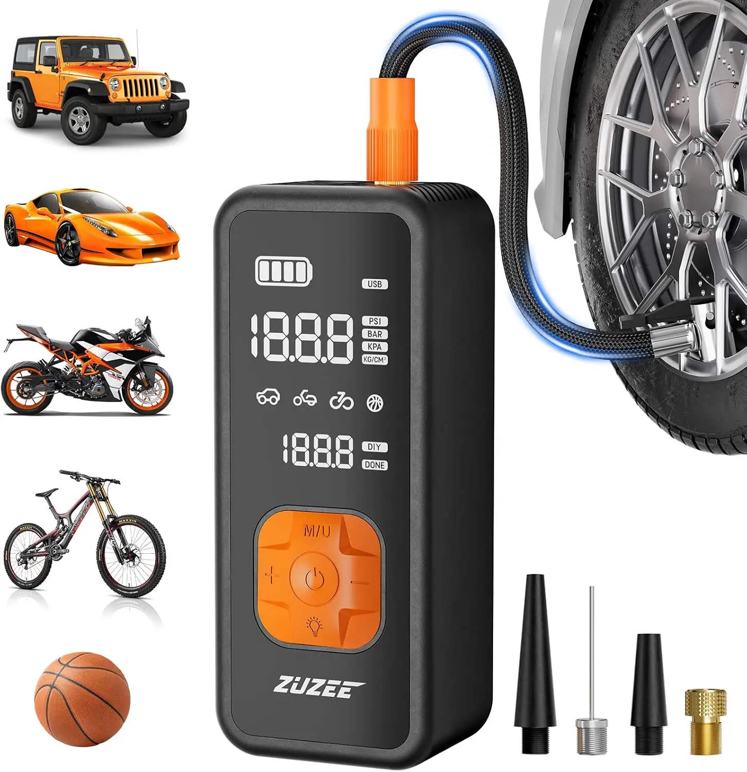 

Portable Air Compressor: Fast 150PSI Inflation for Car Tires, Digital Gauge & LED Light, Ideal for Vehicles and Sports