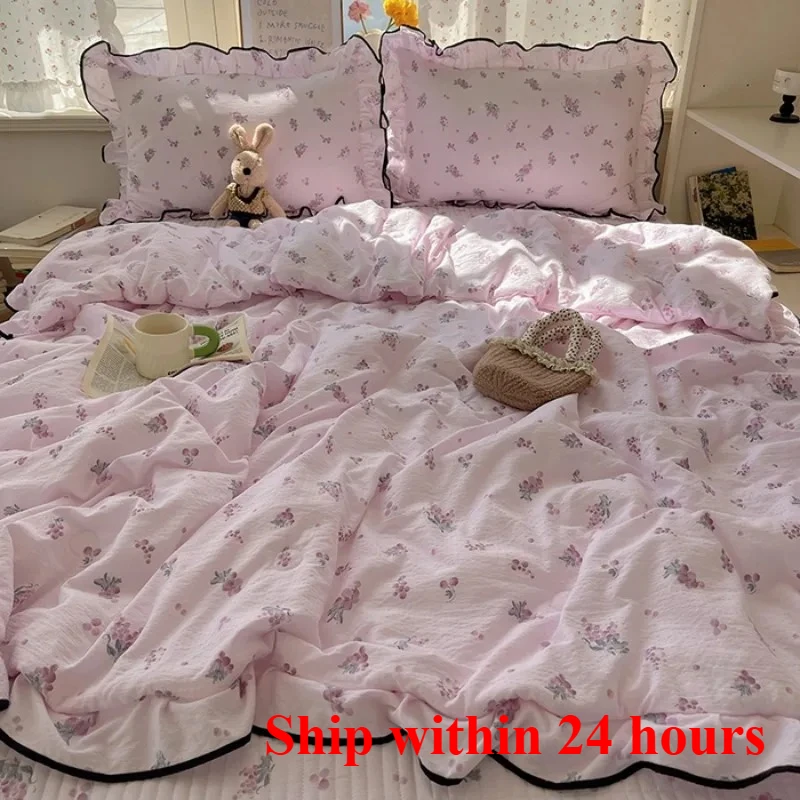 

2025 Cloud Kapok Knitted Cotton Sheet Summer Quilt printing Xia Liang Quilt Air Conditioning Quilt Four-piece Set