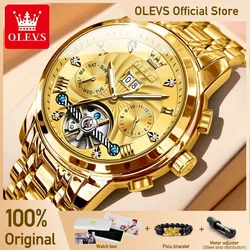 Olevs Luxe Horloges Voor Mannen Automatische Horloge Waterdicht Roestvrij Staal Mechanische Horloges Gift Box Lichtgevende Mannelijke Horloge