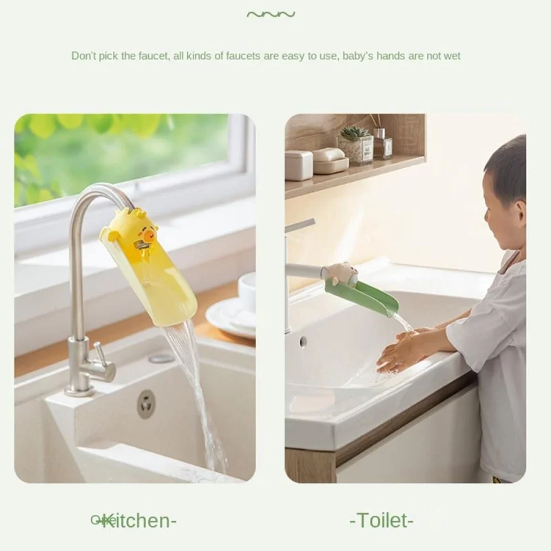 Lamgool Animal Shaped Silicone Tap Extender Child Hand Washing Water Assistant Faucet Extended for Kitchen Bathroom Kindergarten