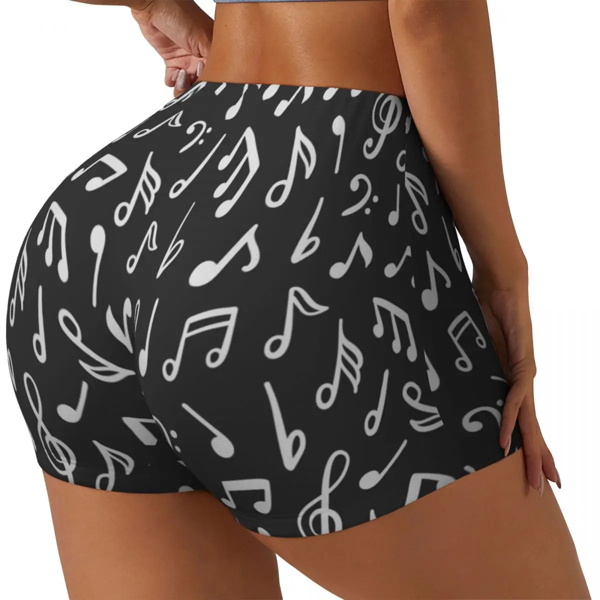 Spandex Yoga Shorts for Women Chalk Music Notes Workout Booty Shorts