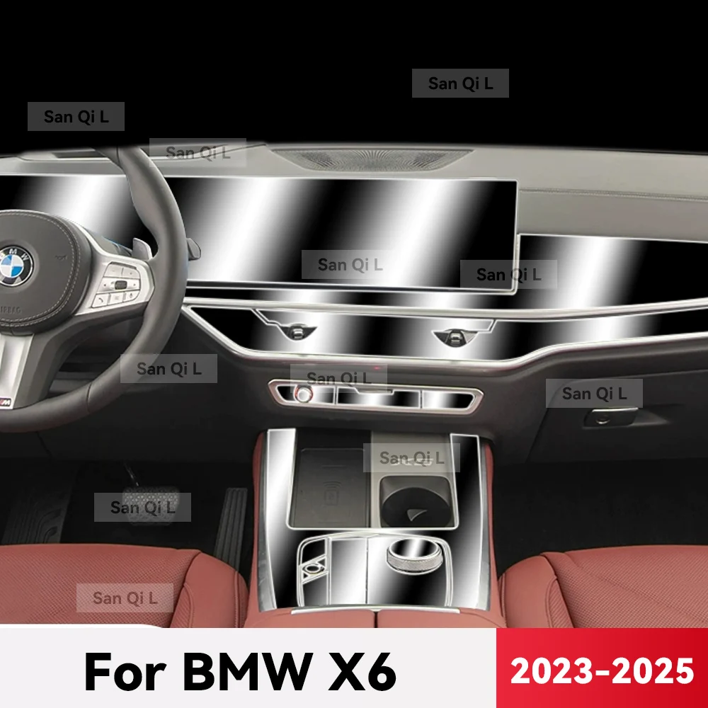 

For BMW X6 2023 2024 2025 TPU Car Navigation Screen Film Gearbox Protective Sticker Anti-scratch Interior Accessories