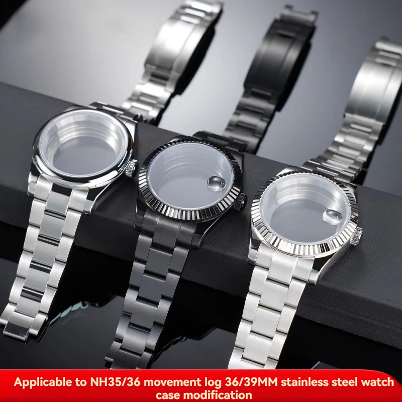 36MM/39MM High Quality Sapphire Crystal Watch Case Strap Band For Nh35 Nh36 Movement Jubilee Bracelet Oyster Strap for Rolex