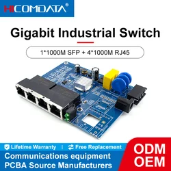 Switch industriale Gigabit PCBA Switch Nework da 1000M 1 porta ottica Gigabit + 4 porte Gigabit RJ45