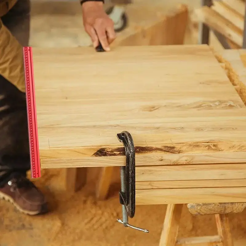 Woodworking Edge Ruler V Shape Woodworking Pocket Ruler 12 Inches Imperial Measuring Tool For Vertical Parallel