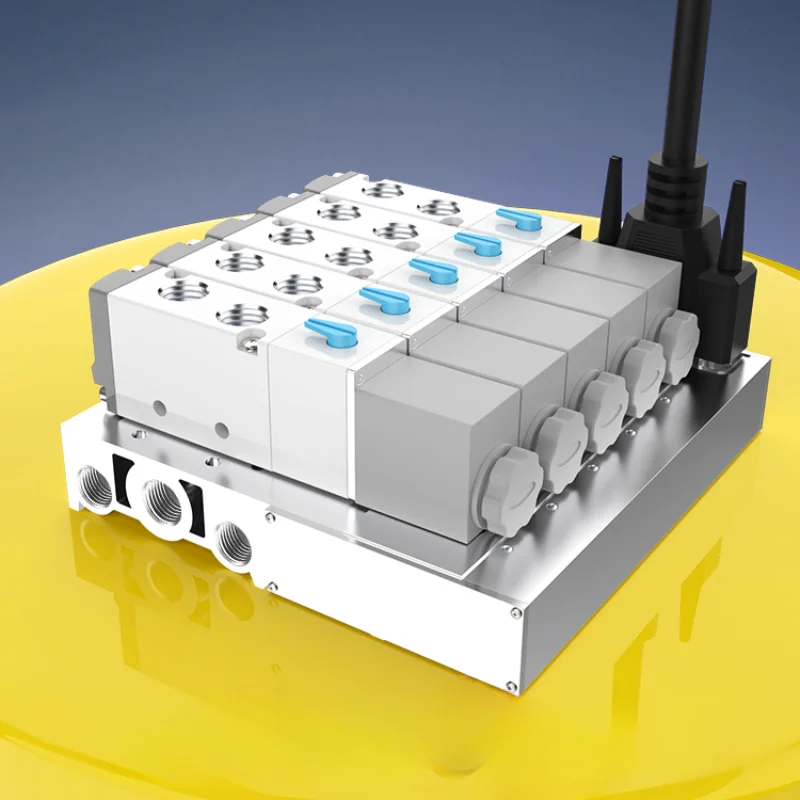 Pneumatic solenoid valve group integrated island 4v210-08 two-position five-way control bus plate base