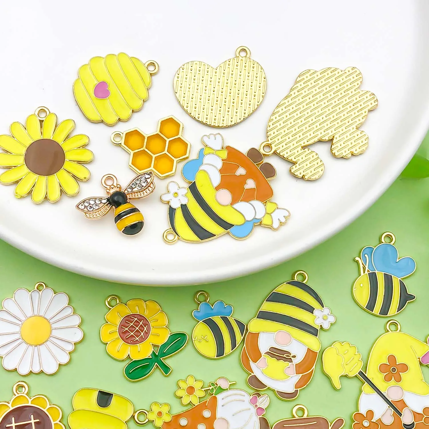 10/20 قطعة المينا النحل ، العسل ، قزم ، زهرة سحر سبيكة النبات ، الحشرات المعلقات ل سوار ذاتي الصنع قلادة صنع المجوهرات الإكسسوارات #4