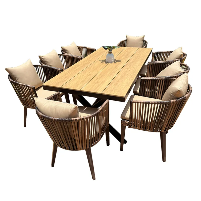 Outdoor tables and chairs Villa courtyard furniture Open-air leisure woven rattan chairs Outdoor terrace Garden rattan chairs Pl