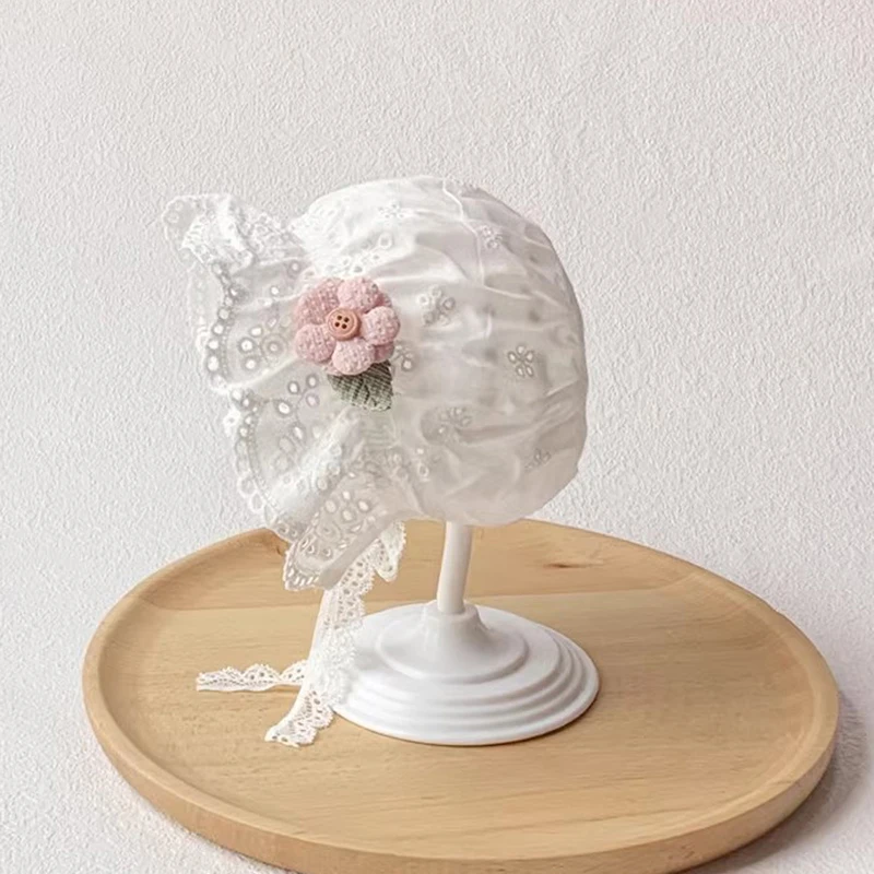 Baby Girls Spring Summer Bonnet Infant 3D Flower Decorated Lace Sun Protection Hat