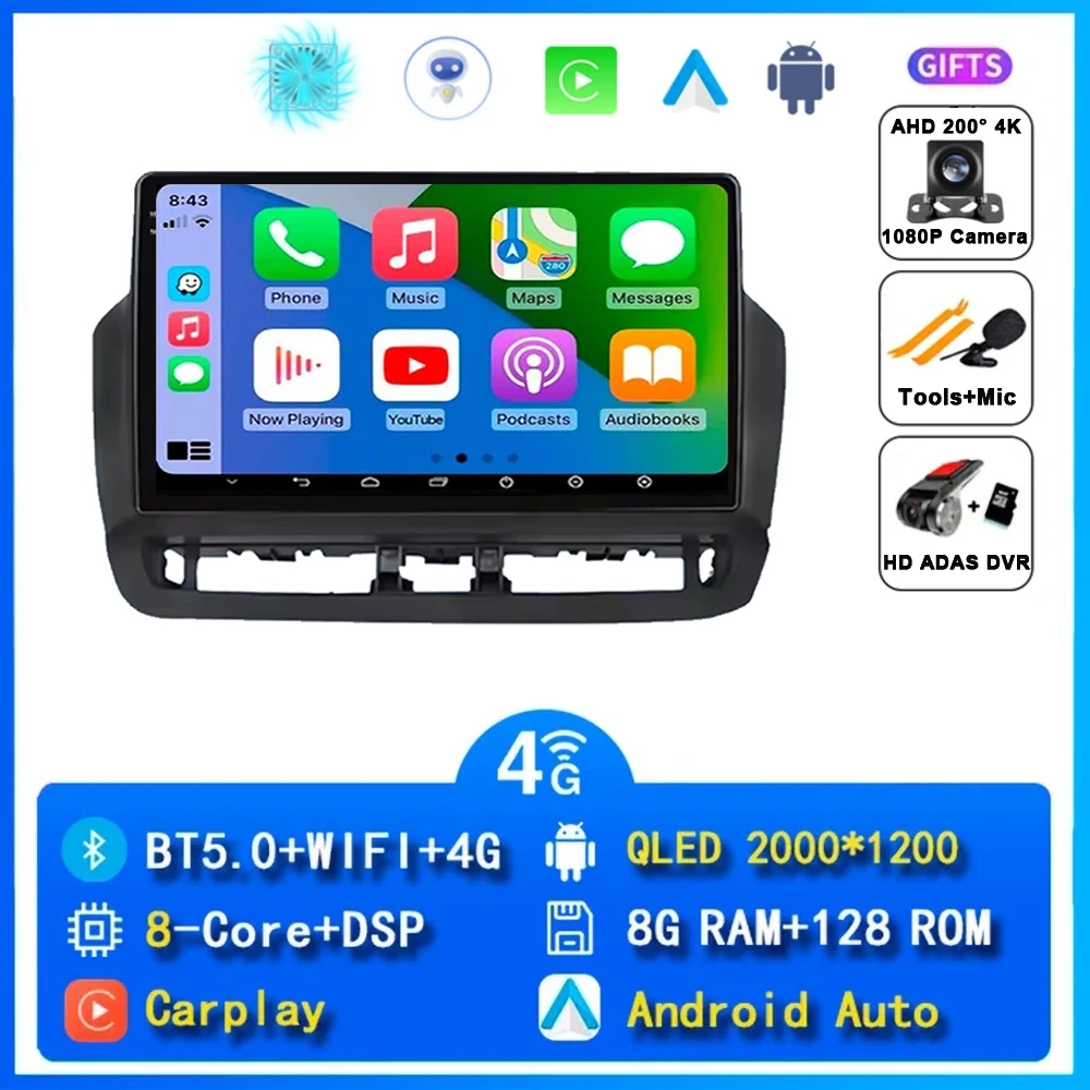 Autoradio voor Seat Ibiza 2012 - 2015 QLED Android 15 Multimedia Videospeler GPS 4G WIFI CarPlay Auto Wireless Stereo Geen 2Din