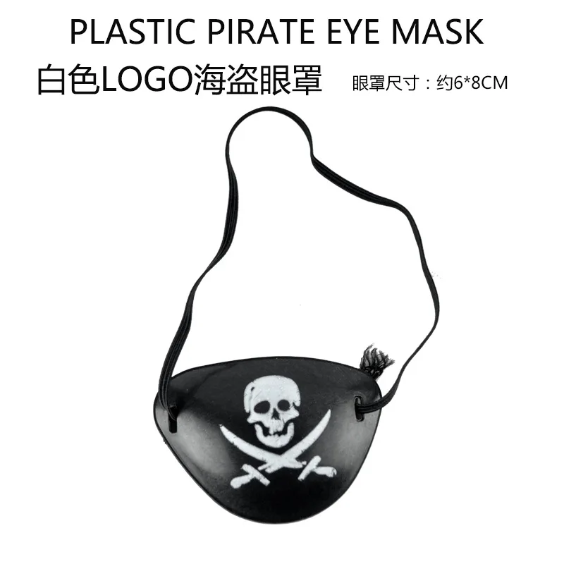 New Halloween Mask Felt Pirate Hat Eye Mask Skull Head Festival Costume Props Plastic Pirate Sword 3pcs