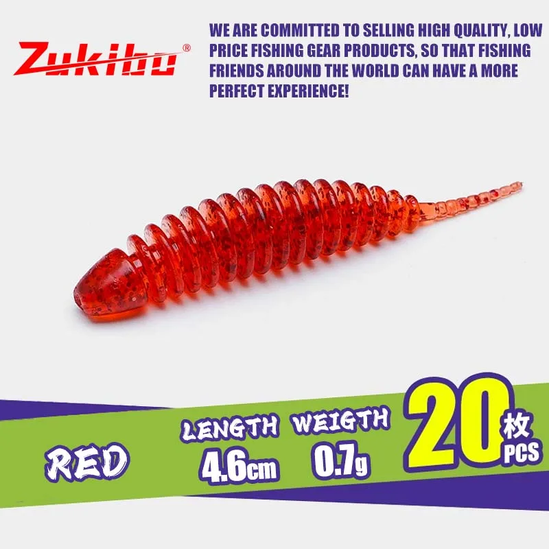ZUKIBO Neue 20 stücke Angeln Tiny Wurm Köder Locken Tanta 35mm 46mm Silikon Köder Swimbait Wobbler Künstliche weiche Köder Bass Hecht