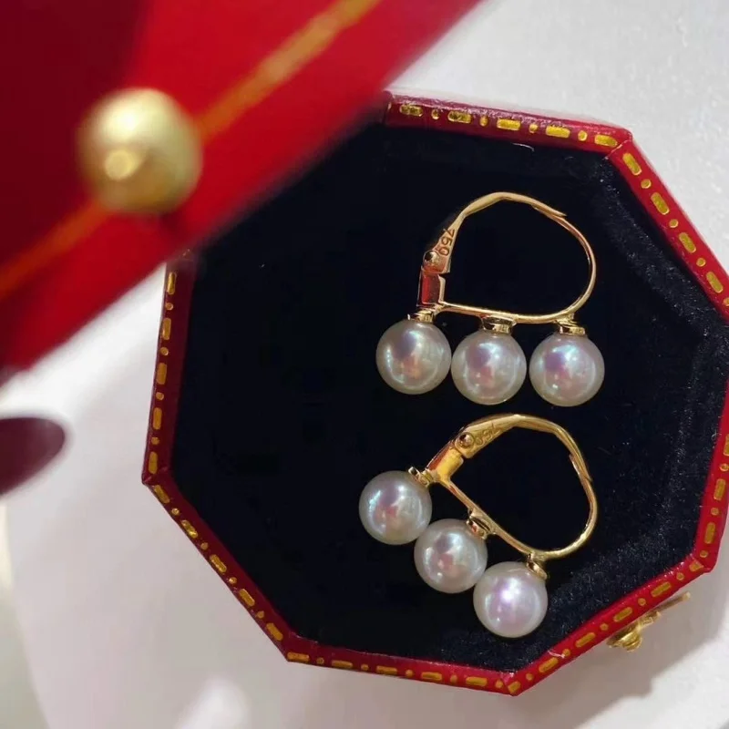 

SGARIT Classic Style Pearl Hoop Earrings Natural Freshwater Round Pearl Earrings For Women Elegant Daily Jewelry