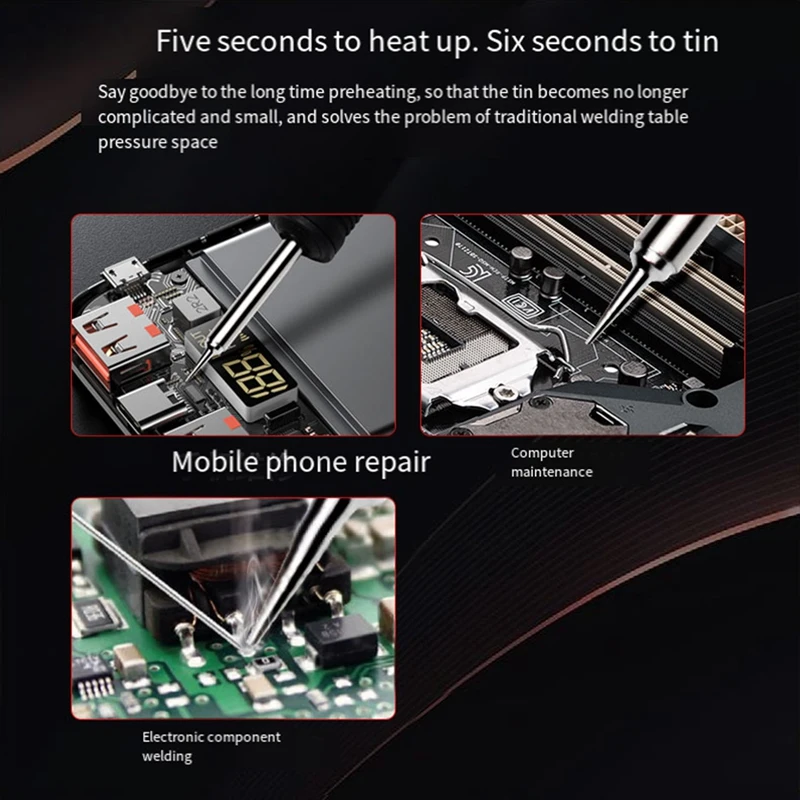 T12อุปกรณ์เชื่อมสายไฟบวกหน้าจอ LCD เครื่องมือบัดกรีซ่อมแซมอุณหภูมิคงที่อัจฉริยะสูงทนทานติดตั้งง่าย