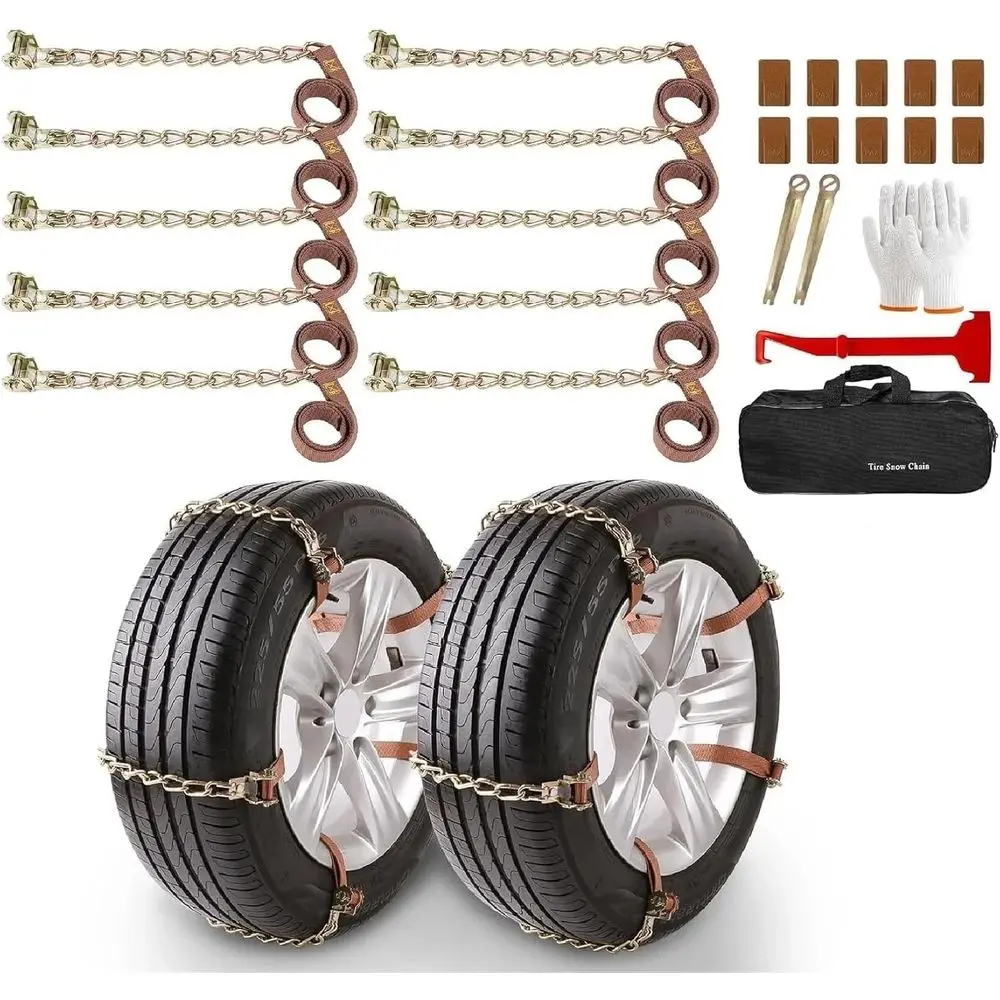 

Universal Traction Chains for Vehicles 225-295mm, 8.8-11.6 Inch Tire Width, 10 Pack
