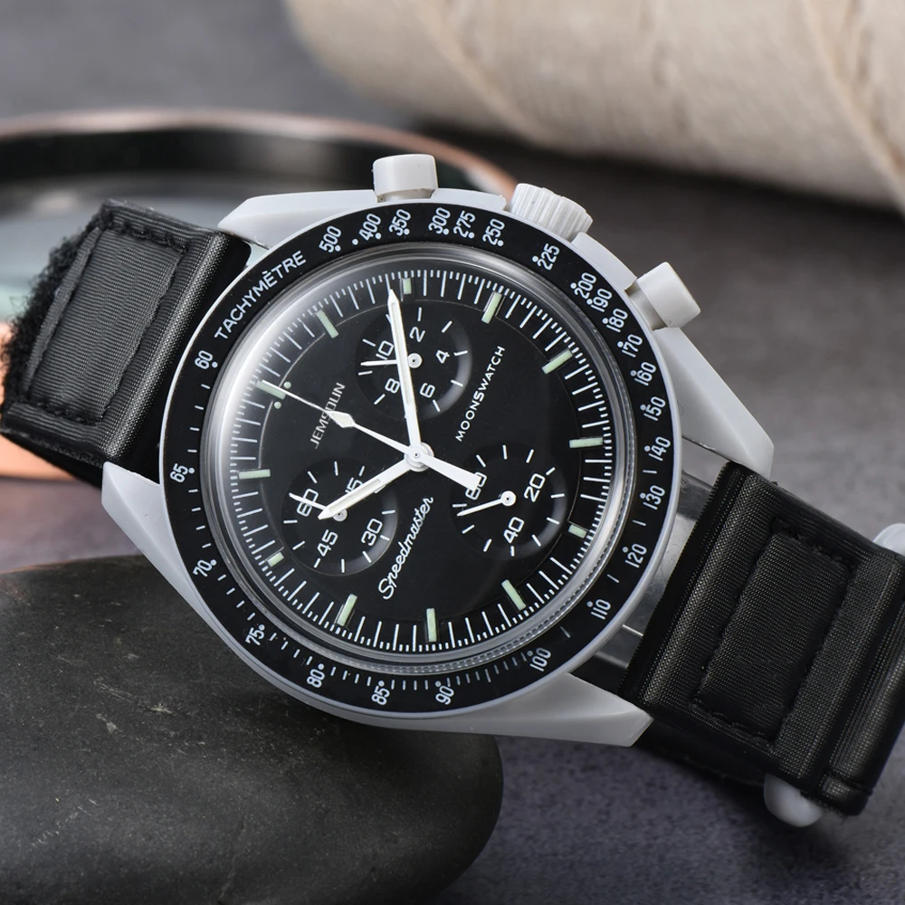 Nuevos relojes de cuarzo originales de marca, multifunción, con caja de plástico, Moonwatch para hombre y mujer, cronógrafo, Explore Planet AAA.