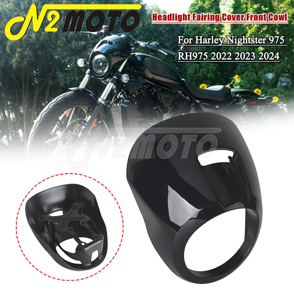 

Motorcycle Headlight Fairing Cover Front Cowl W/ Mount Hardware For Harley Nightster 975 RH975 2022-24 Headlamp Protection Mask