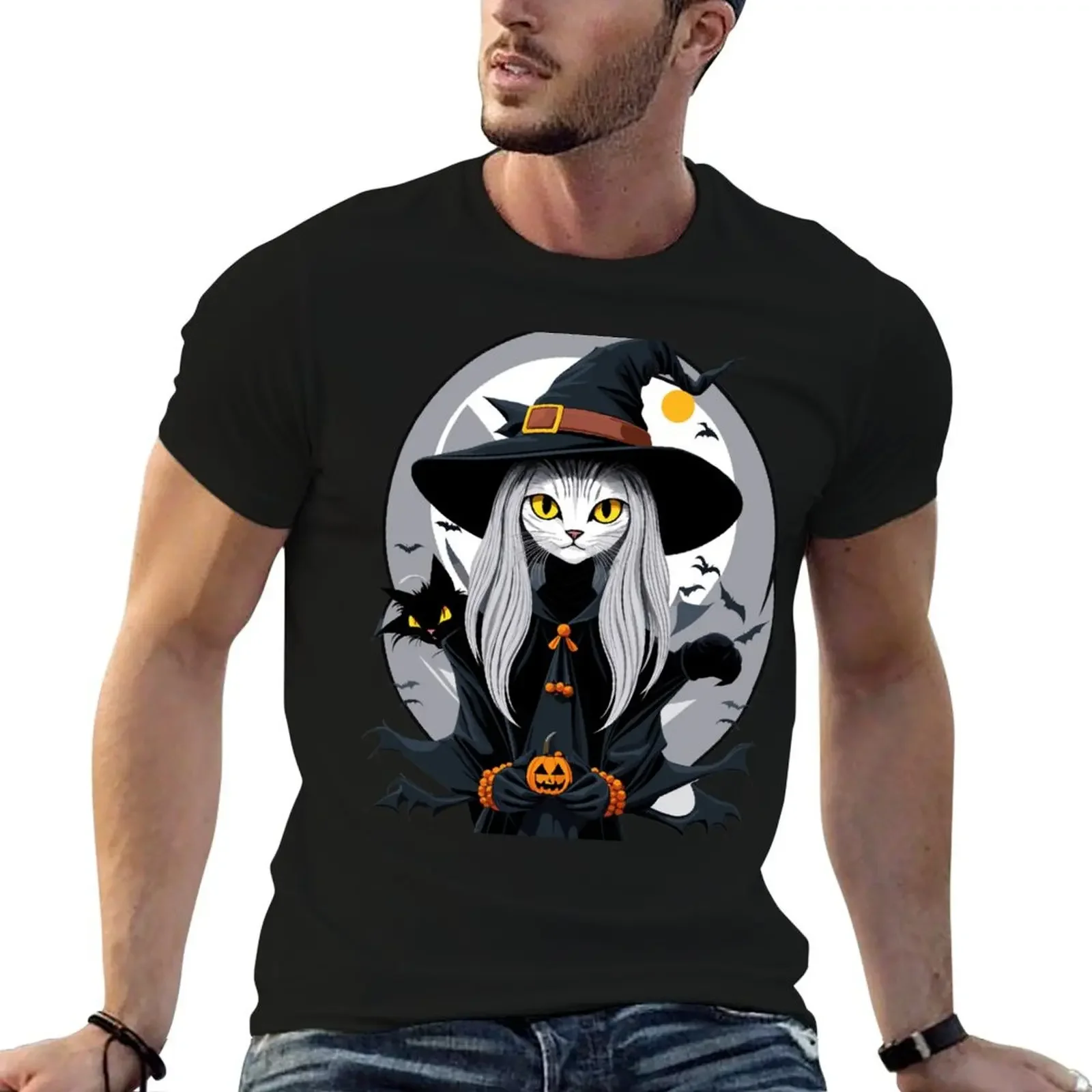 holloween cat 2023 T-Shirt graphic shirts plus size tops anime tshirt men t shirt