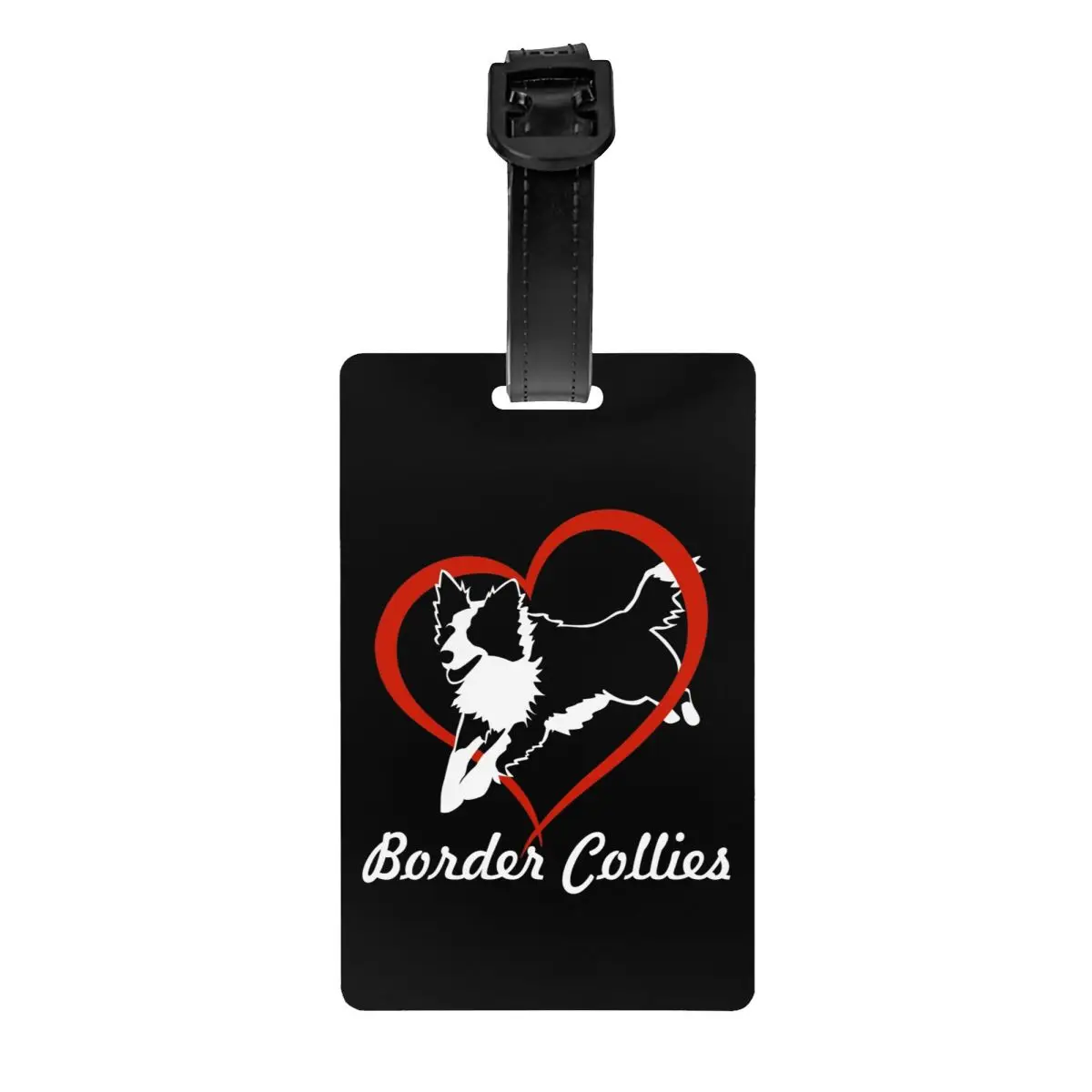 Custom Cute Love Border Collies Luggage Tag Privacy Protection Dog Pet Baggage Tags Travel Bag Labels Suitcase