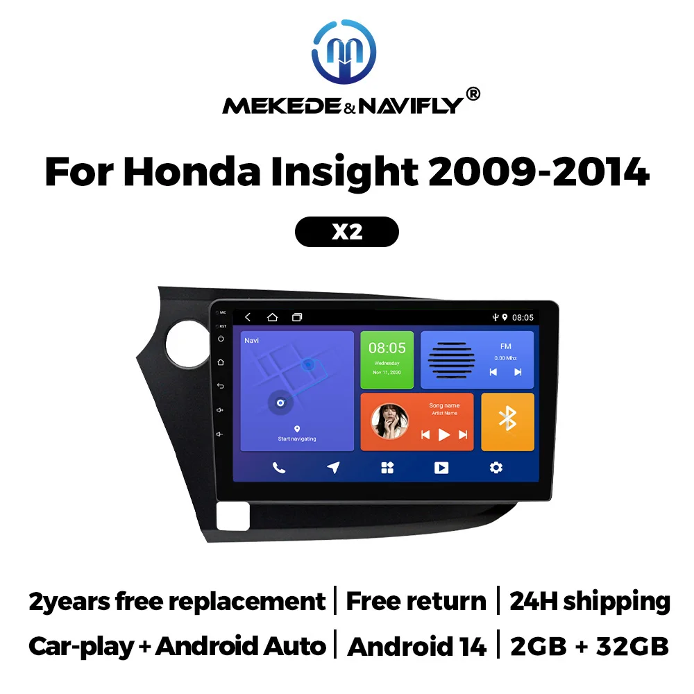 

MEKEDE Car radio for Honda Insight 2009-2014 LHD Wireless CarPlay Android Auto Android14 Multimedia GPS Navigation player WIFI