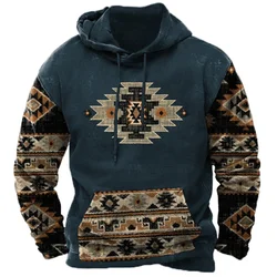 Spring Vintage Men's Hooded Sweatshirt Long Sleeve Hoodie For Men Oversized Clothing Casual Hoodies Indian Harajuku Pullover