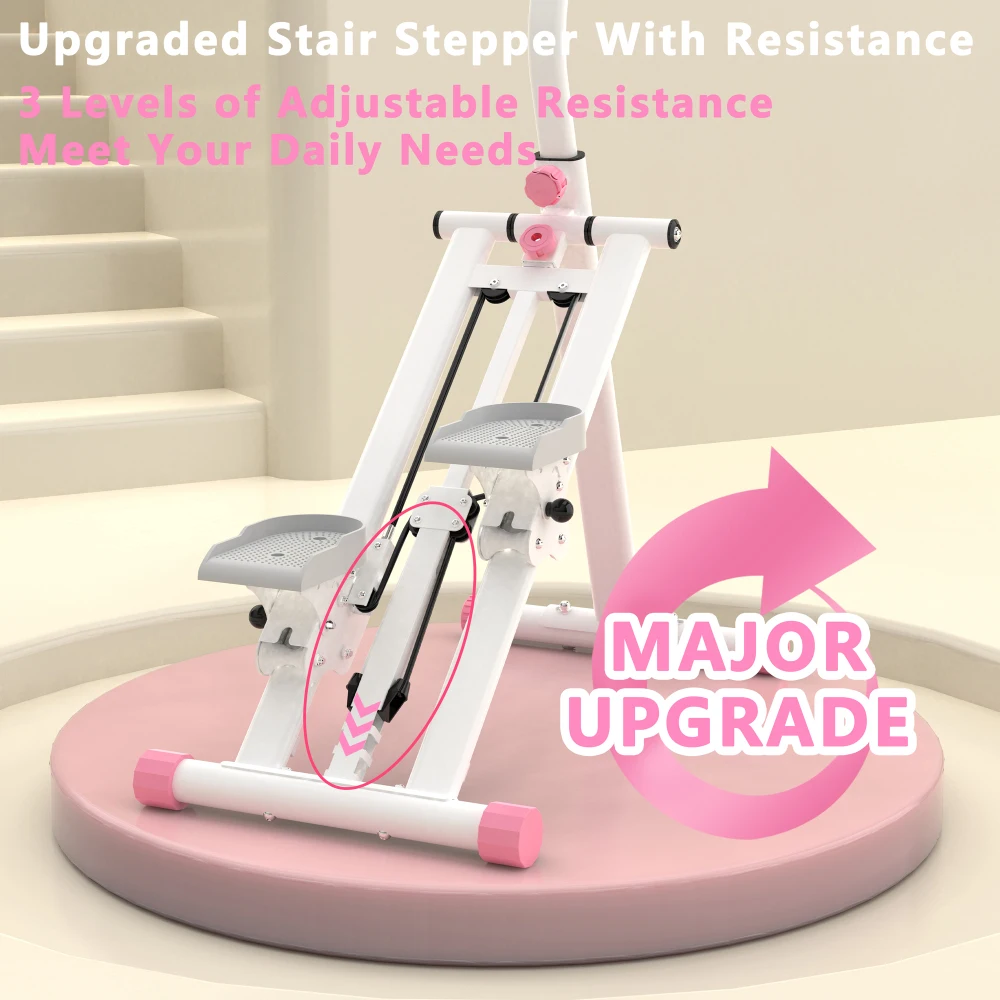 Stair Stepper with Resistance Home-Upgrade Vertical Climber Workout Machine for Full-Body Exercise Climber Fitness Equipment with Stable Frame Adjustable Handlebar