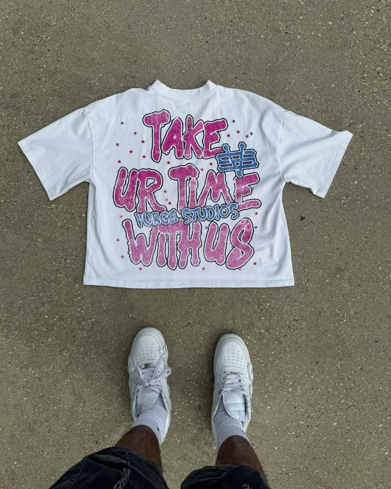 

Y2K 2025 Trendy Men's Cotton T-Shirt graphic t shirts Casual Couple Matching Shirt Vintage Streetwear Top
