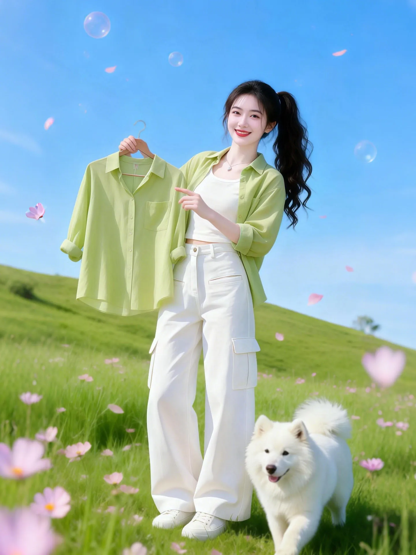 

Green Shirt Jacket 2026 Summer New Women's Unique Beautiful Small Audience Turn-down Collar Open Cardigan Top