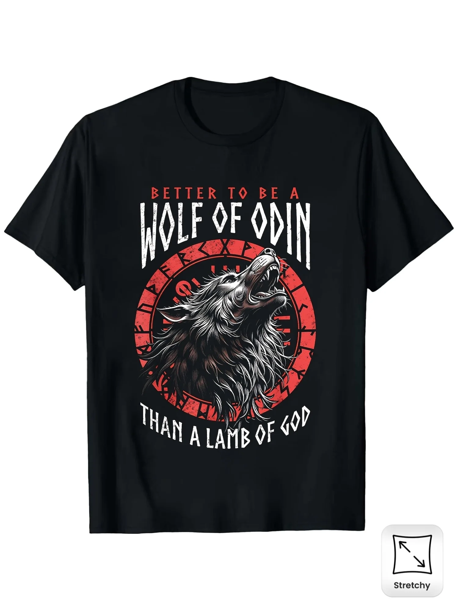 Wolf of Odin Lamb of God Viking Norse Mythology Compass Men'S Clothes Men'S T Shirts Short Sleeve Black Casual Crew Neck T Shirt