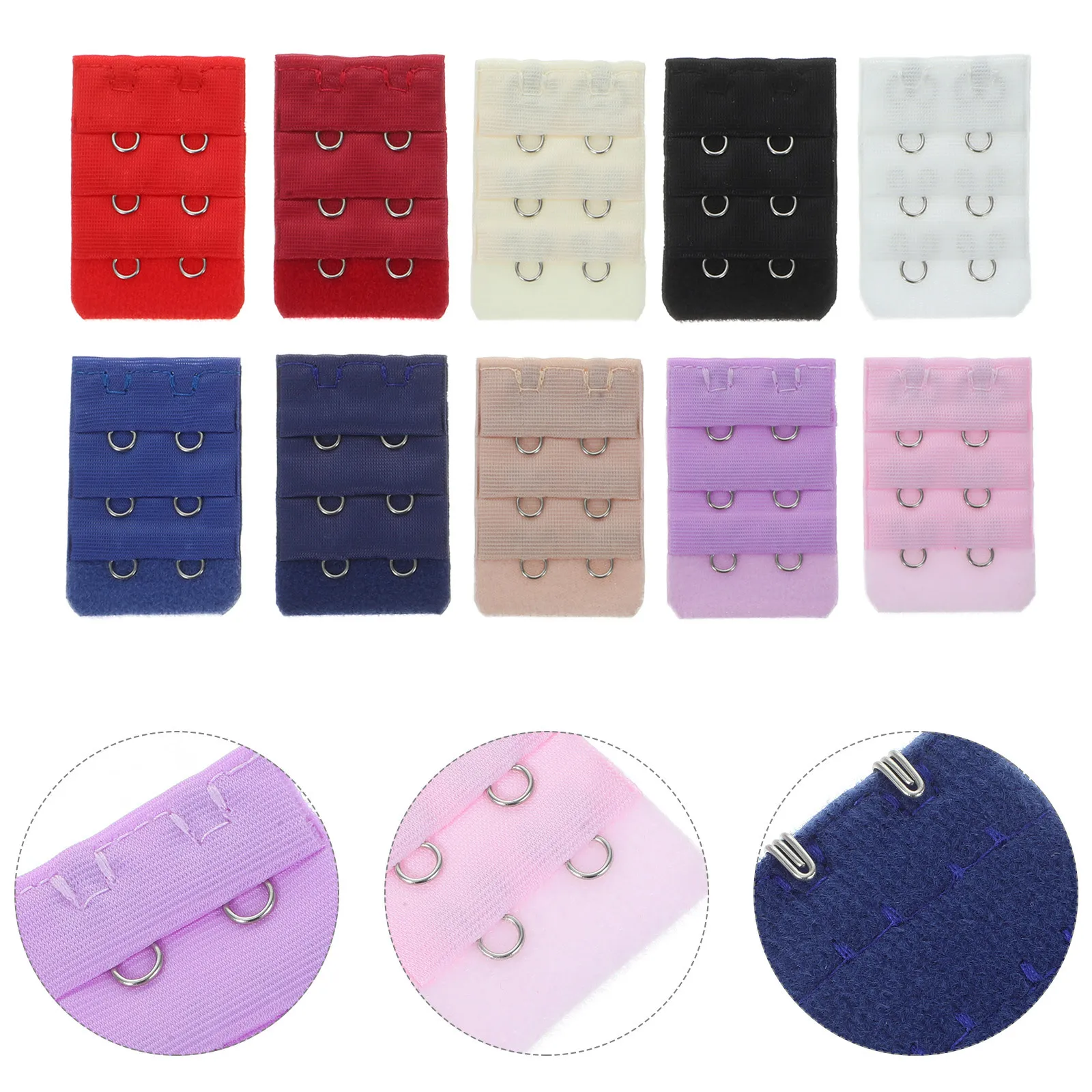 20Pcs Women Bra Extenders Narrow 2 Hook 3 Row Comfortable Brassiere Extension Buckles Pregnancy Weight Gain Elastic Underwear