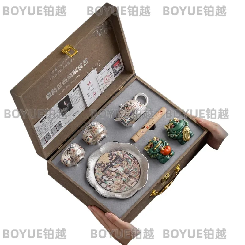 Deding Dunhuang merchandise tea set gift box set high-end gift light luxury annual meeting banquet exquisite souvenir