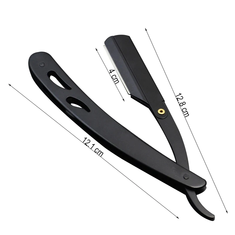 1/2pcs Men Shaving Barber Tools Hair Razor and Blades Antique Black Folding Shaving Knife Stainless Steel Straight razor Holder