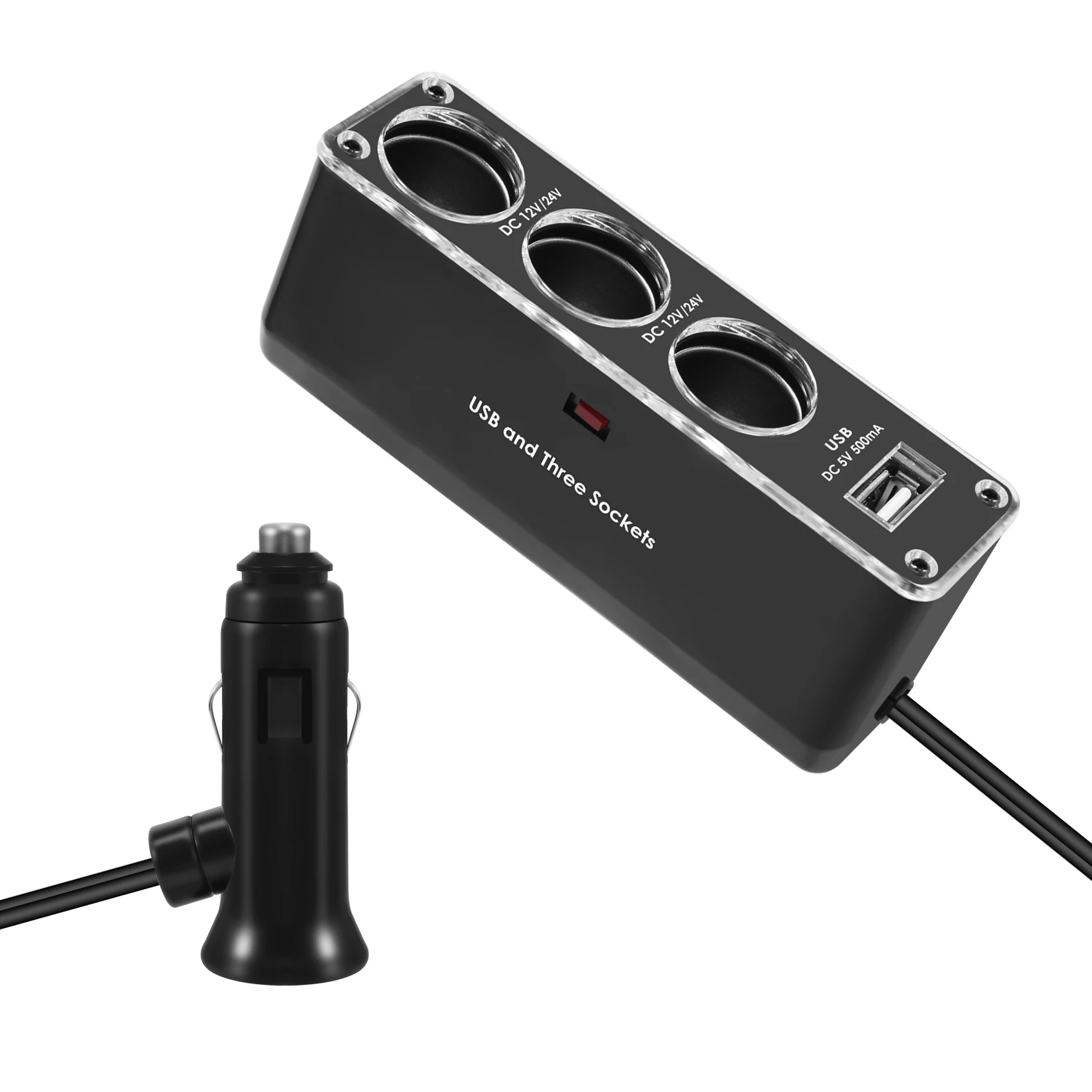 Новый 3-ходовой многоканальный разъем для автомобиля, комбинезон CIGARETTE LIGHTER, USB-разъем, зарядное устройство, 12 В/24 В постоянного тока, тройной адаптер с USB-портом