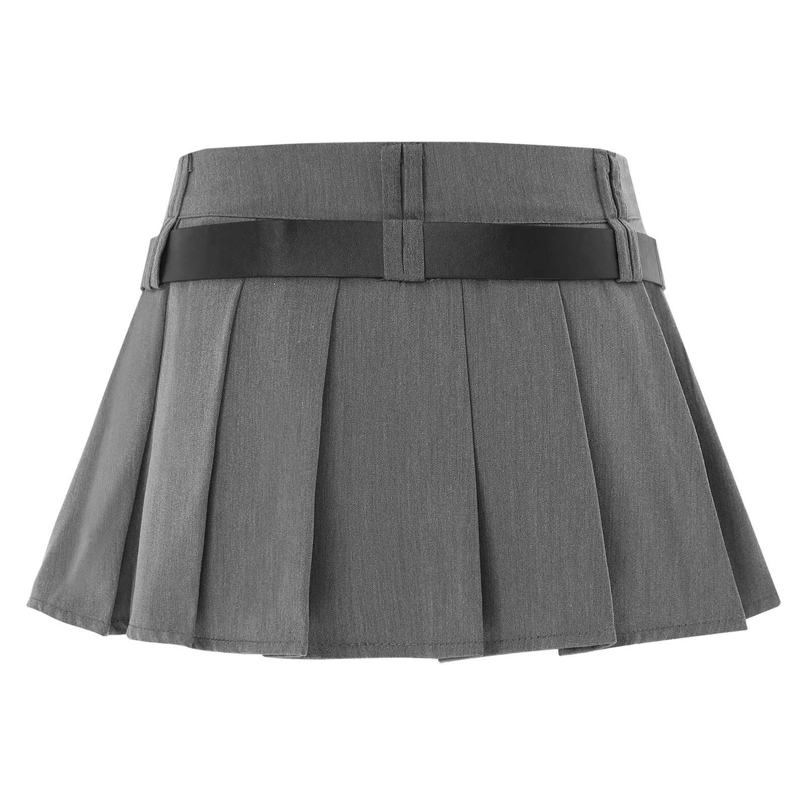 Womens JK School Girls Pleated Miniskirt with Waist Belt Skirt with Safety Shorts for Casual Shopping Vacation Costumes