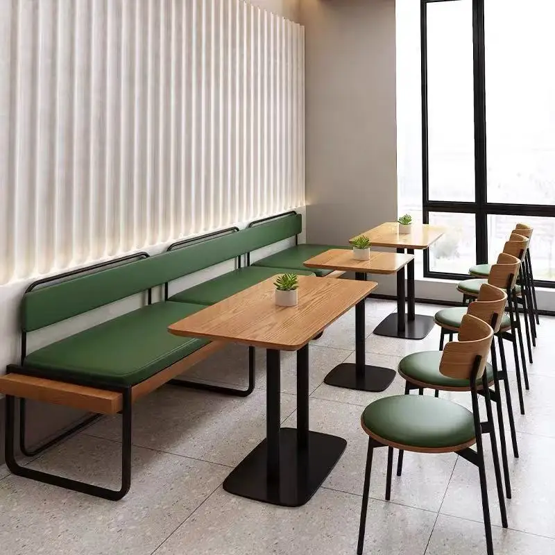 Table and chair combination negotiation card seat sofa stool commercial solid wood dining table