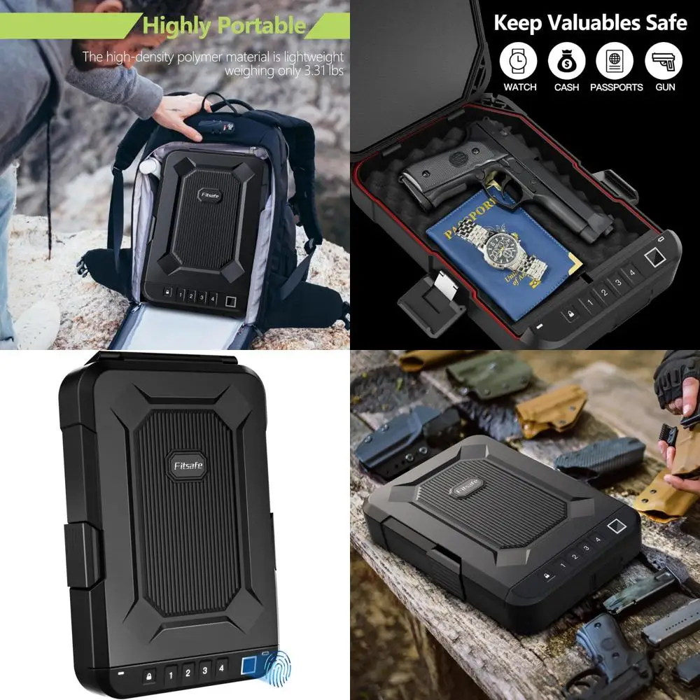 

Водонепроницаемый кейс для пистолета с замком по отпечатку пальца - одобрен TSA, портативный и компактный для путешествий или домашнего использования